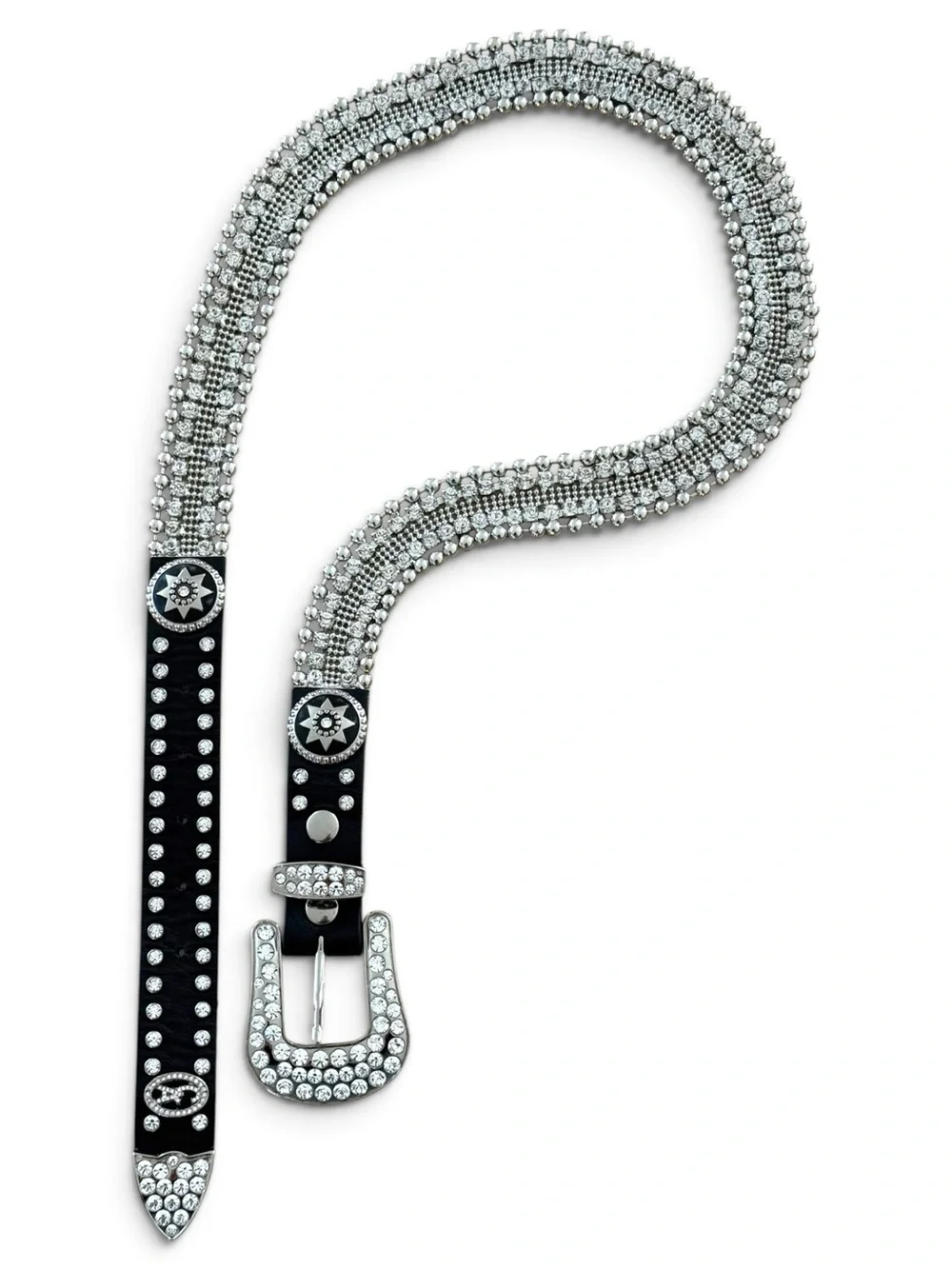 Christine Alexander Silver Crystal Studded Wrap Belt